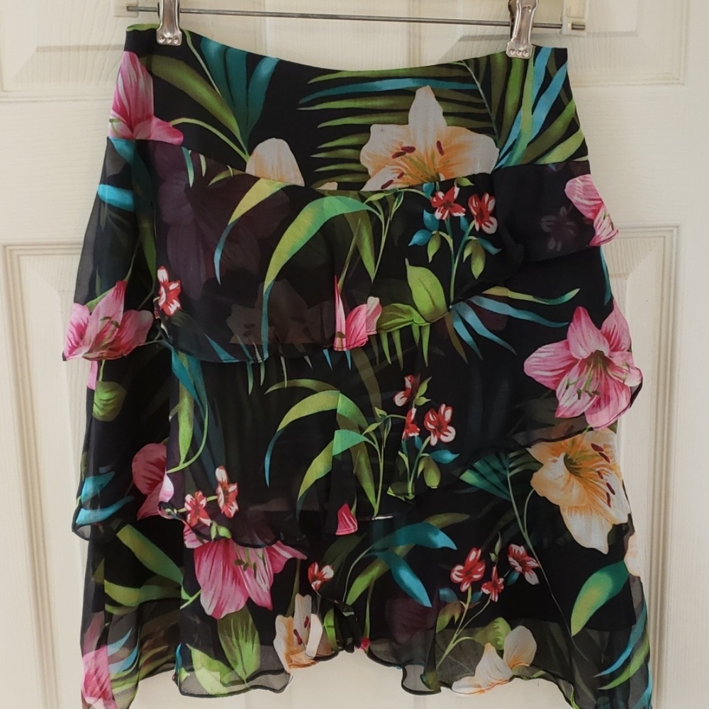 Black Floral print skirt